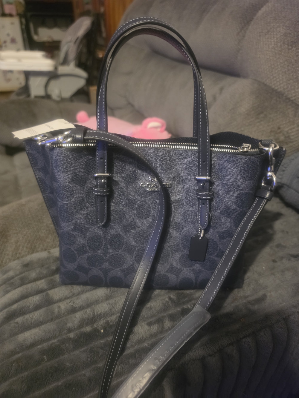 Coach Navy Signature Mollie 25 Crossbody Tote